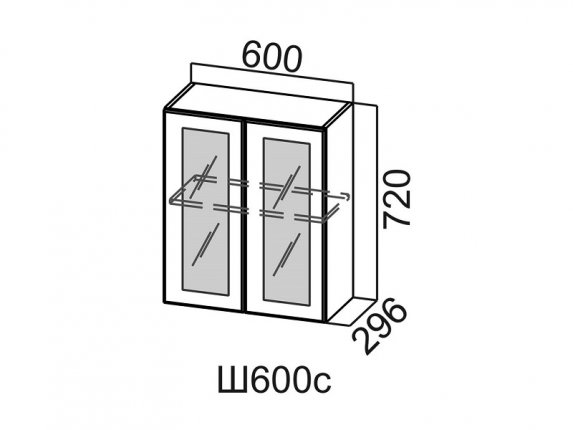 Шкаф навесной 600 со стеклом Ш600с Вектор 600х720х296